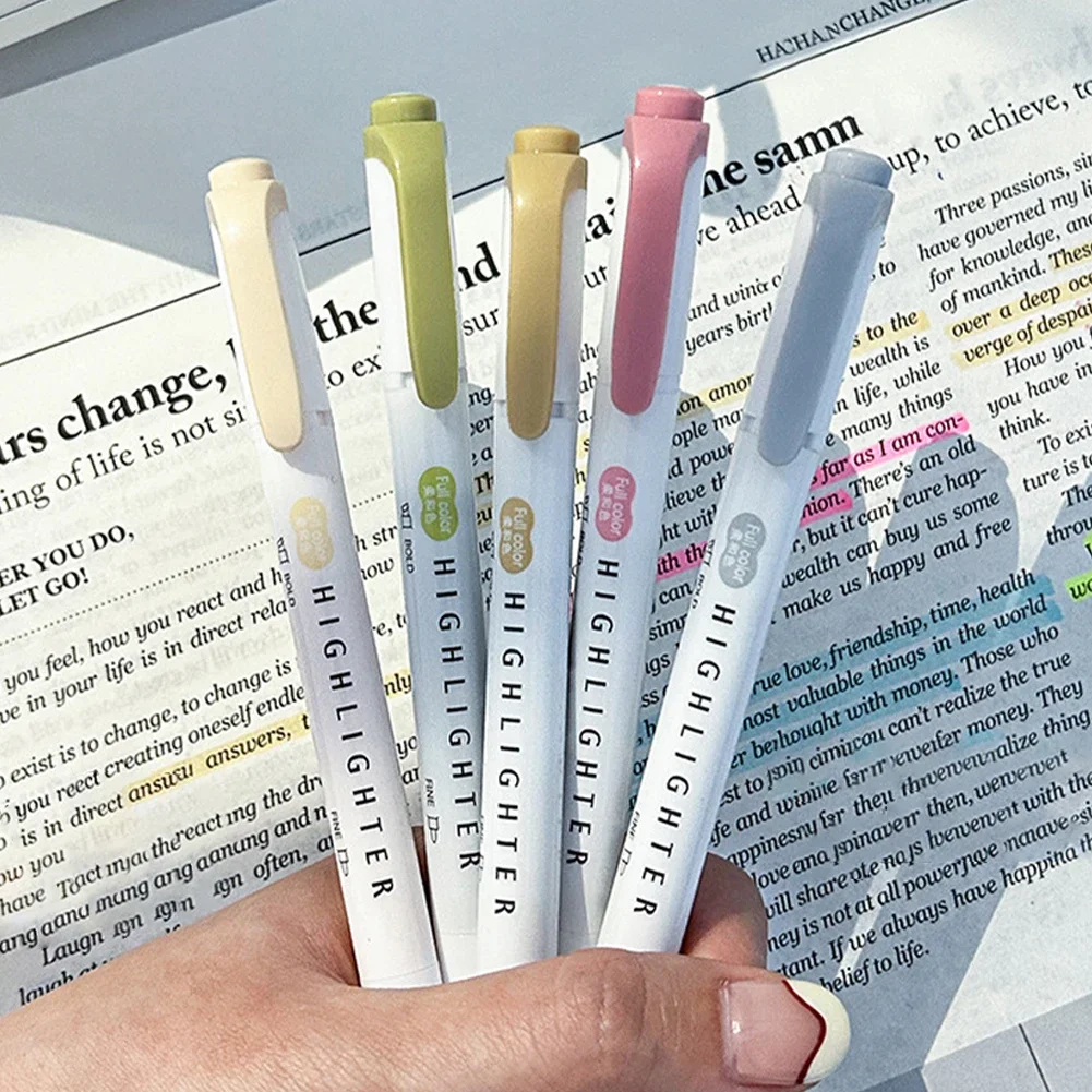 Pastel Highlighter Set Double Ended - 5pcs Pastel Highlighters Colors Dual Tip