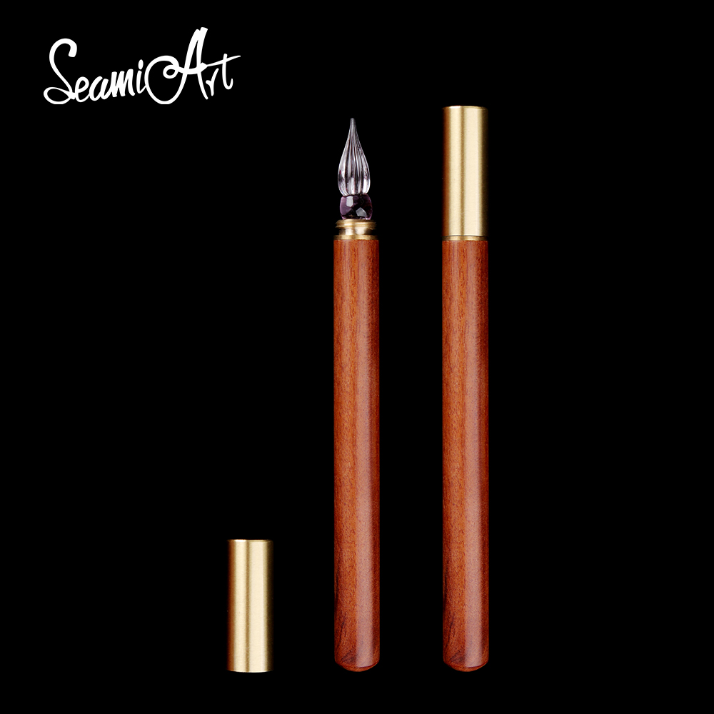Writing Tools - SeamiArt 1pc Wood Handle Glass Dip