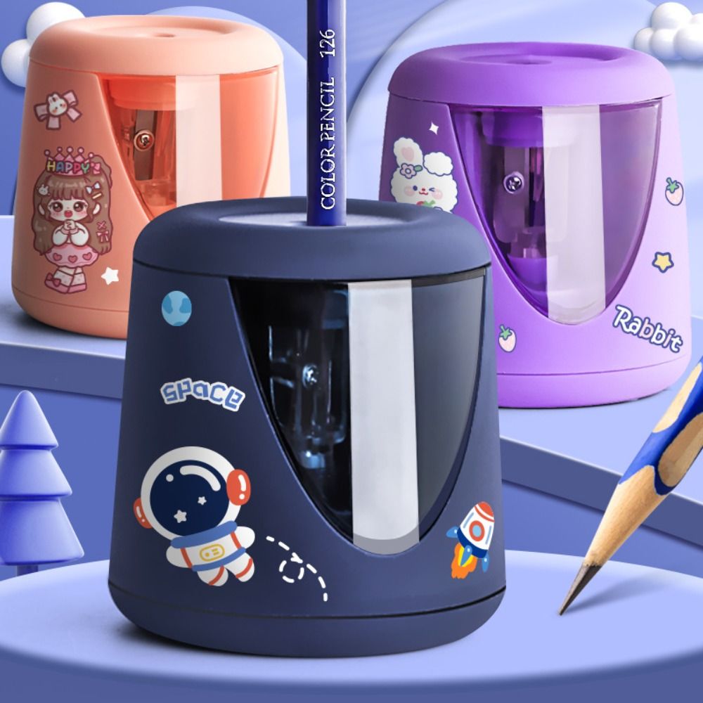 Electric Pencil Sharpener Usb - Office School Supplies with Decorative Sticker
