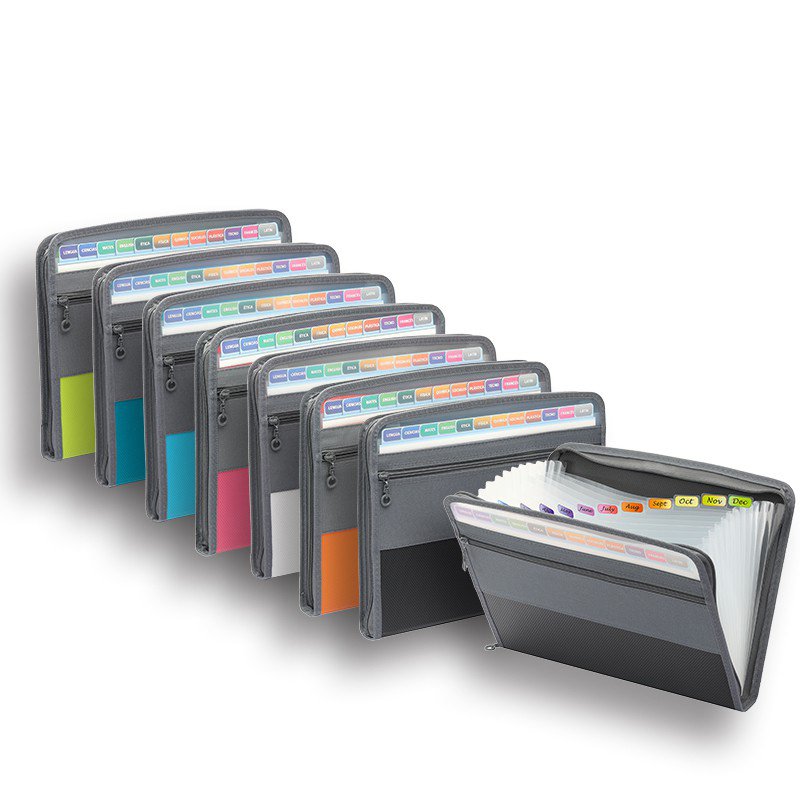 Expandable Accordion File Folder 13 Pockets - Accordion File Organizer with Safe Zipper,