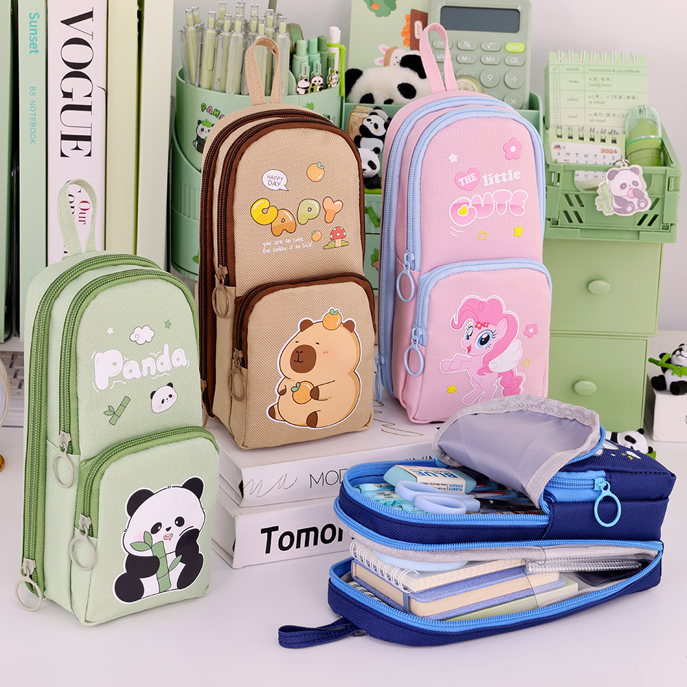 Aesthetic Large Pencil Case Pouch - Cute Cartoon Capybara Pencil Case Unique