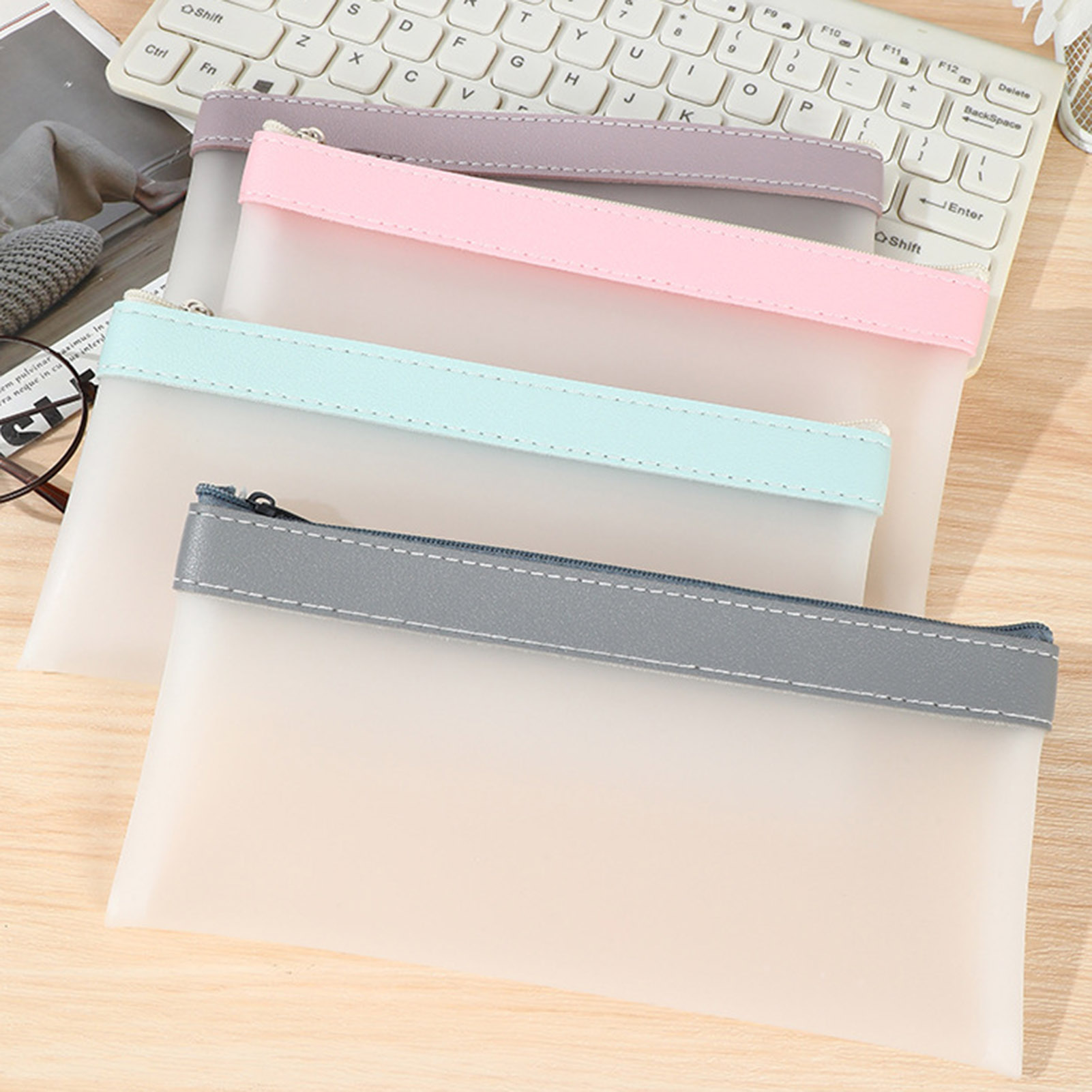 Aesthetic Large Pencil Case Pouch - Transparent Frosted Pencil Case Pouch Large