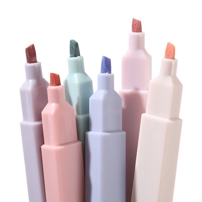 Pastel Highlighter Set Double Ended - 6 Pcs/Set Highlighters Set Cute Kawaii