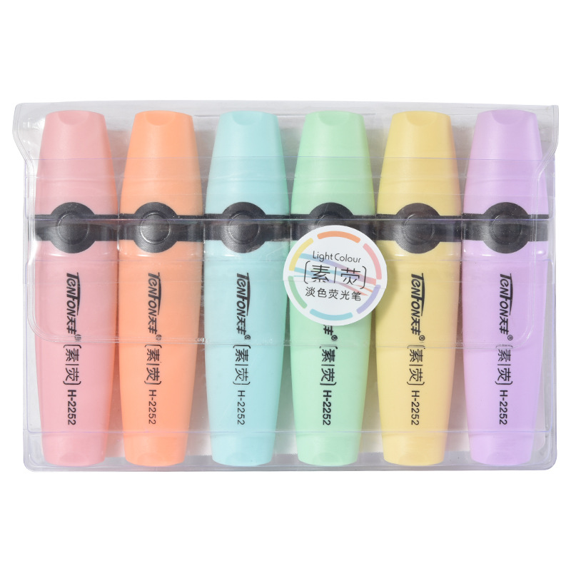 Pastel Highlighter Set Double Ended - 6 Pcs/set Highlighter Pastel Colors Chisel