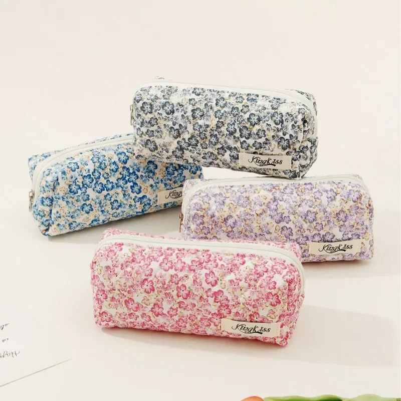 Aesthetic Large Pencil Case Pouch - 1 Piece Retro Floral Pencil Pouch