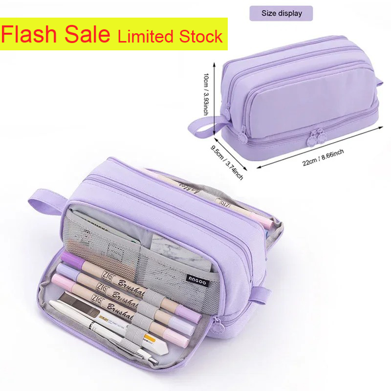 Aesthetic Large Pencil Case Pouch - Hồng/Blue/Công Suất Lớn Bút Chì Trường