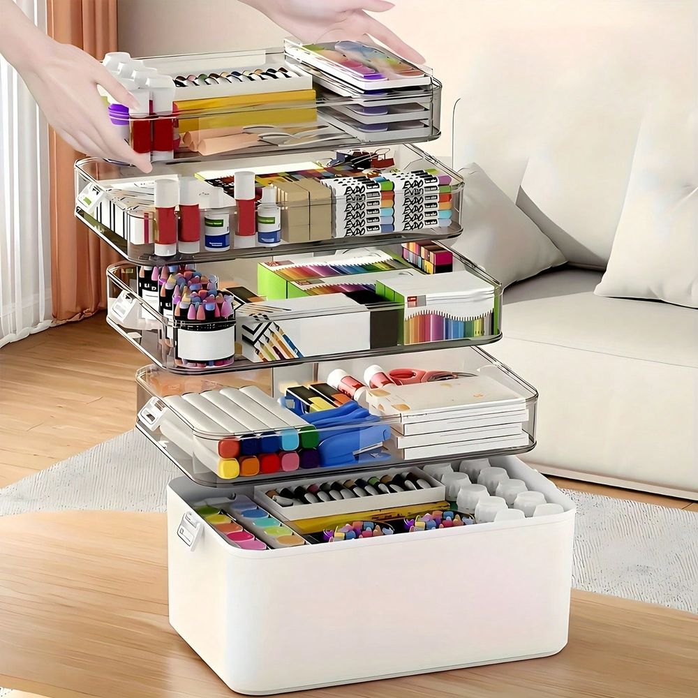 Stationery - Transparent Multi-Layer Medicine Organizer, Large Capacity