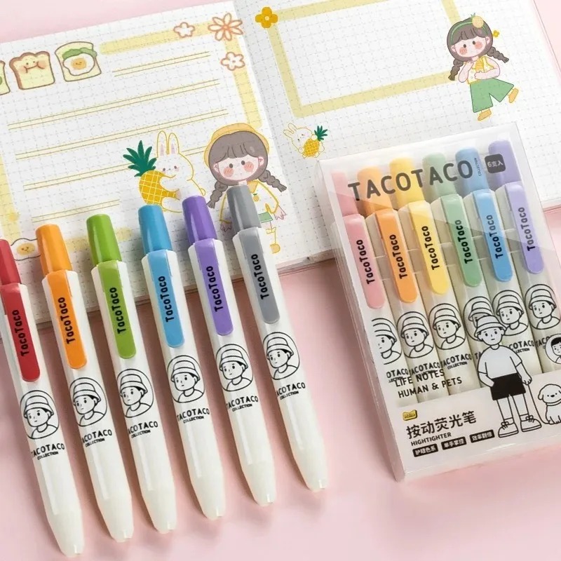6Pcs/set Pastel Color Macaron  - đánh giá và giá Pastel Highlighter Set Double Ended