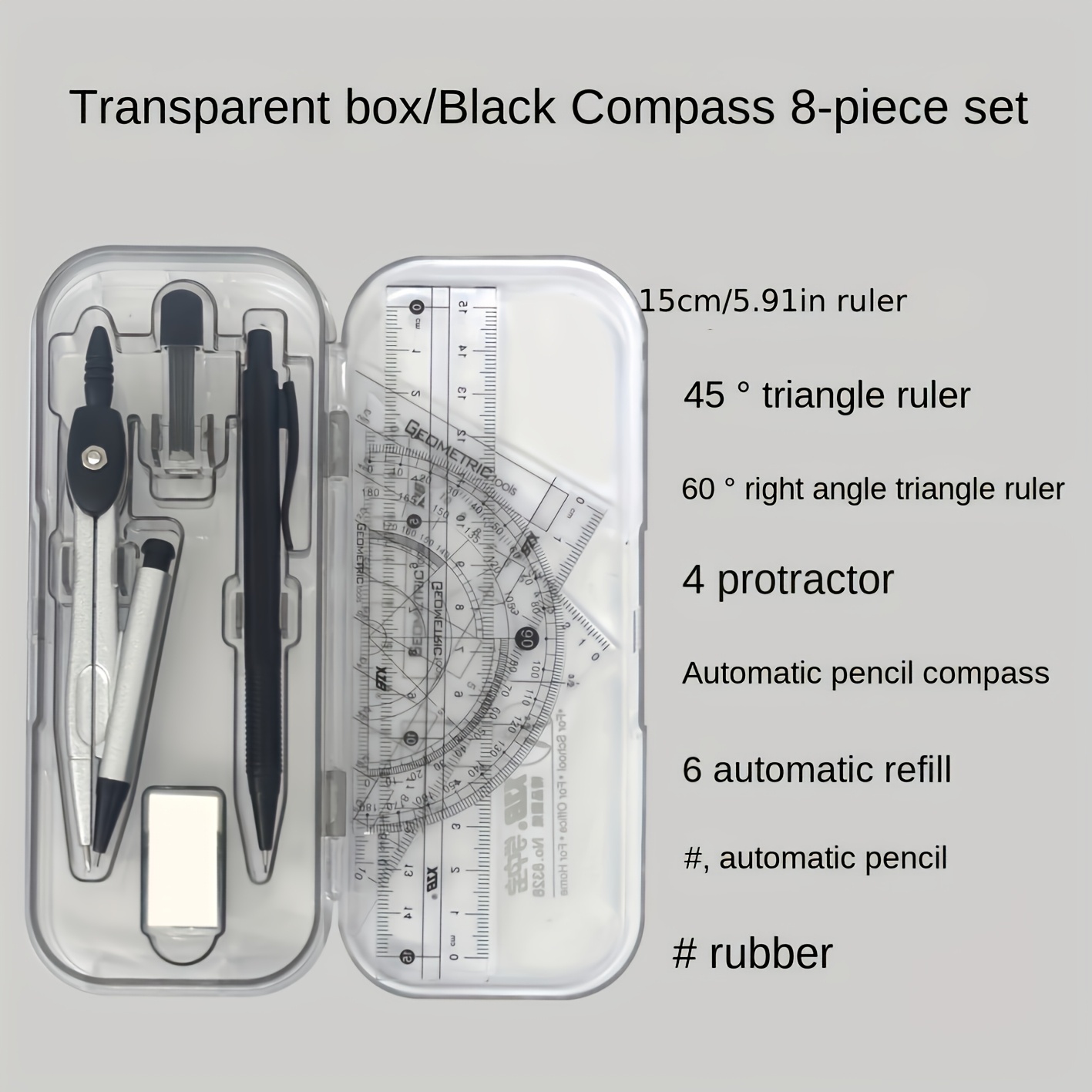 Compass and Ruler Set, Geometr - đánh giá và giá Math Geometry Set With Compass