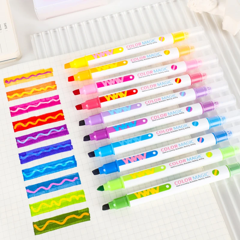 10pcs Double-ended Magic Color - đánh giá và giá Pastel Highlighter Set Double Ended