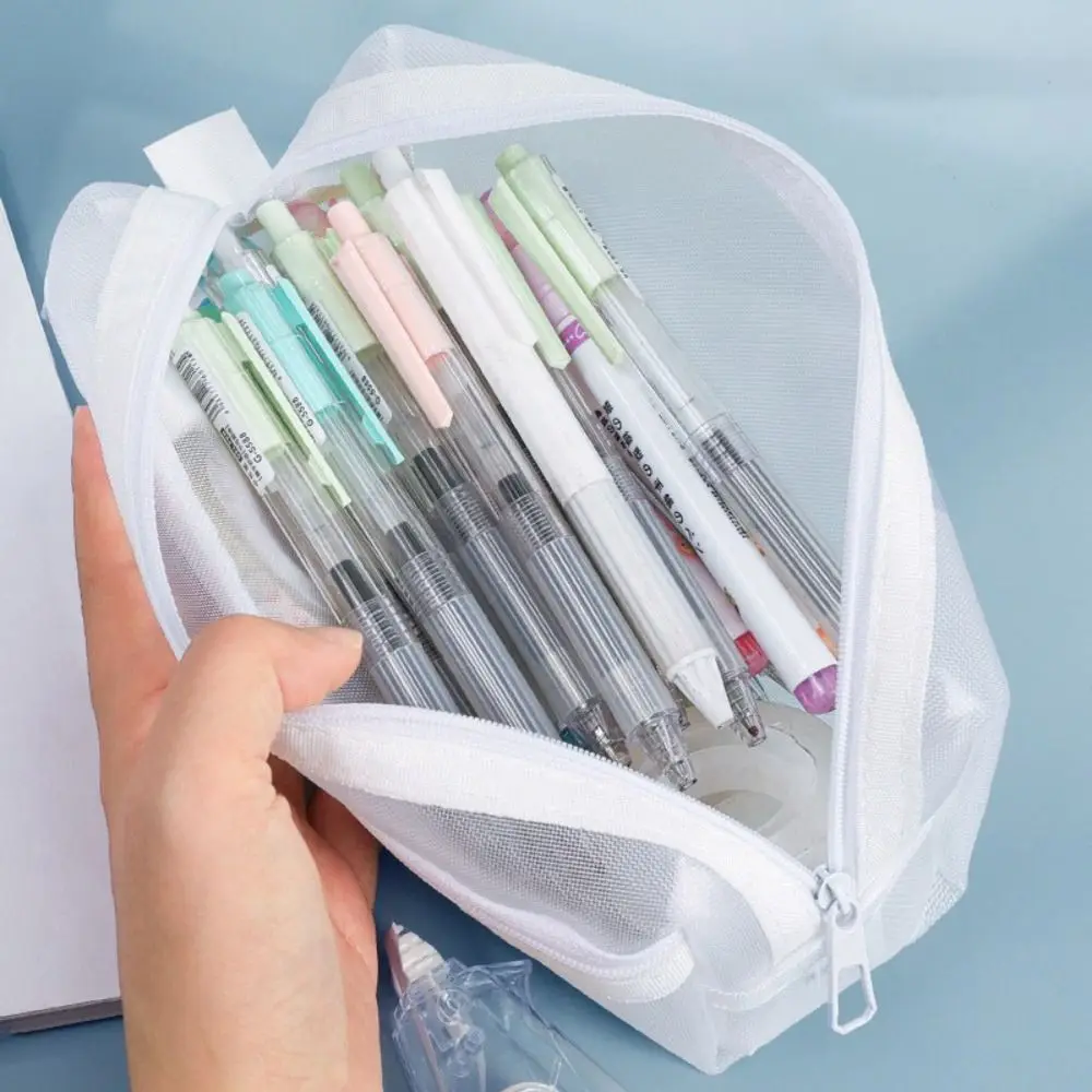 Large Capacity Double-Layer Me - đánh giá và giá Clear Mesh Pencil Pouch For Exam