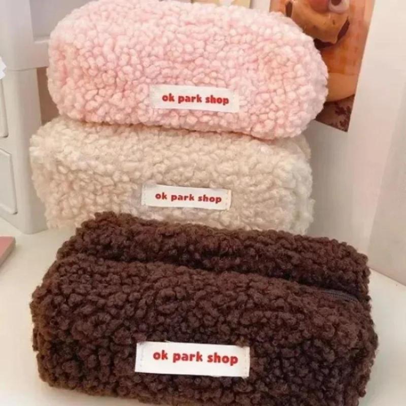 Lamb Plush Storage Bag Simple  - đánh giá và giá Aesthetic Large Pencil Case Pouch