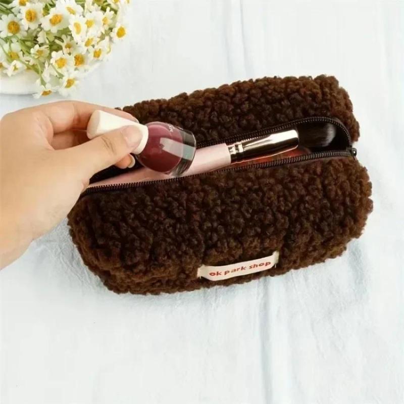 Lamb Plush Storage Bag Simple  - đánh giá và giá Aesthetic Large Pencil Case Pouch