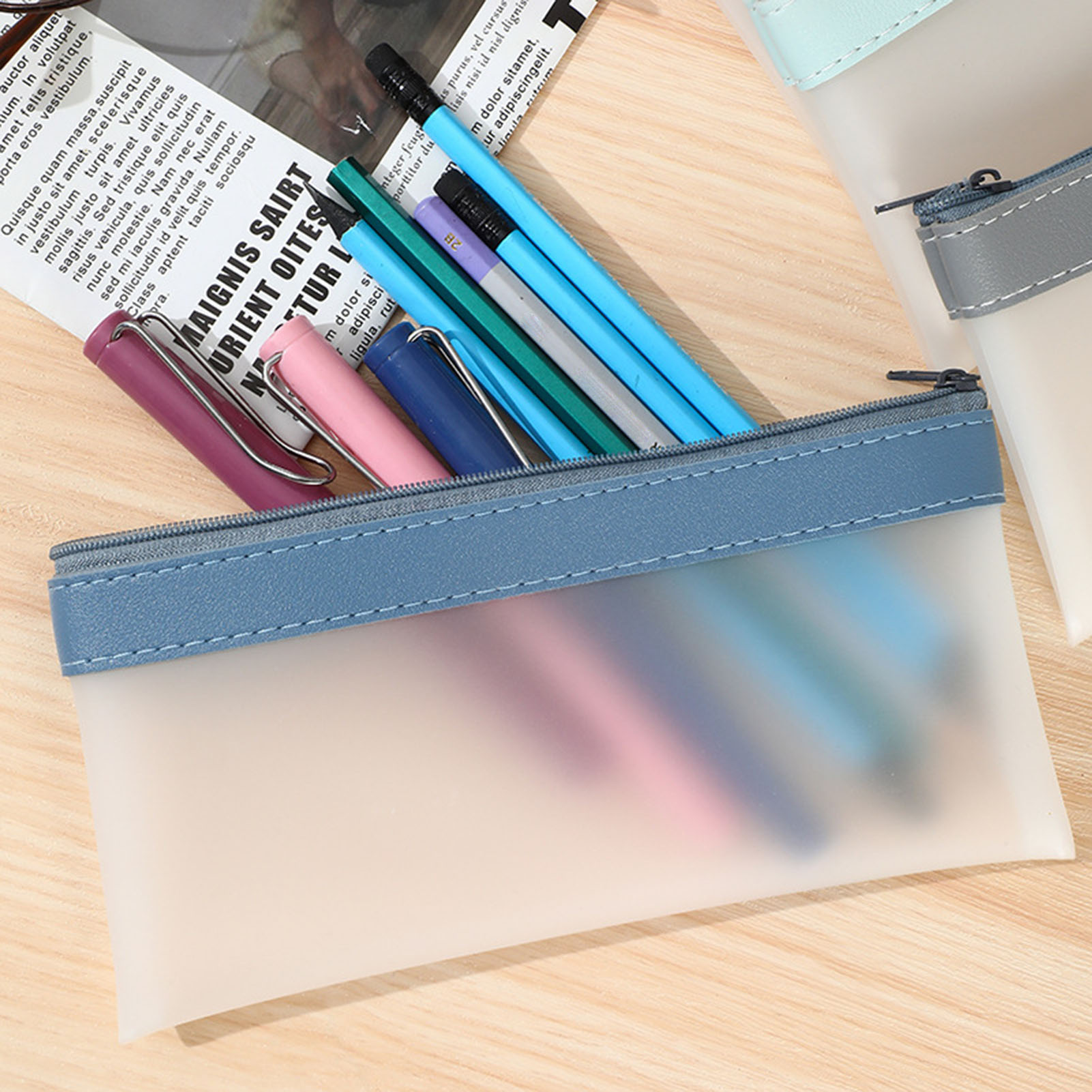 Transparent Frosted Pencil Cas - đánh giá và giá Aesthetic Large Pencil Case Pouch