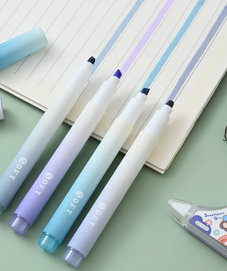 2025 4Pcs/Pack Gradual Highlig - đánh giá và giá Pastel Highlighter Set Double Ended