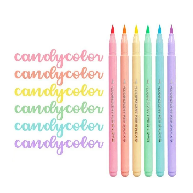 6 colors Soft Brush Fluorescen - đánh giá và giá Pastel Highlighter Set Double Ended