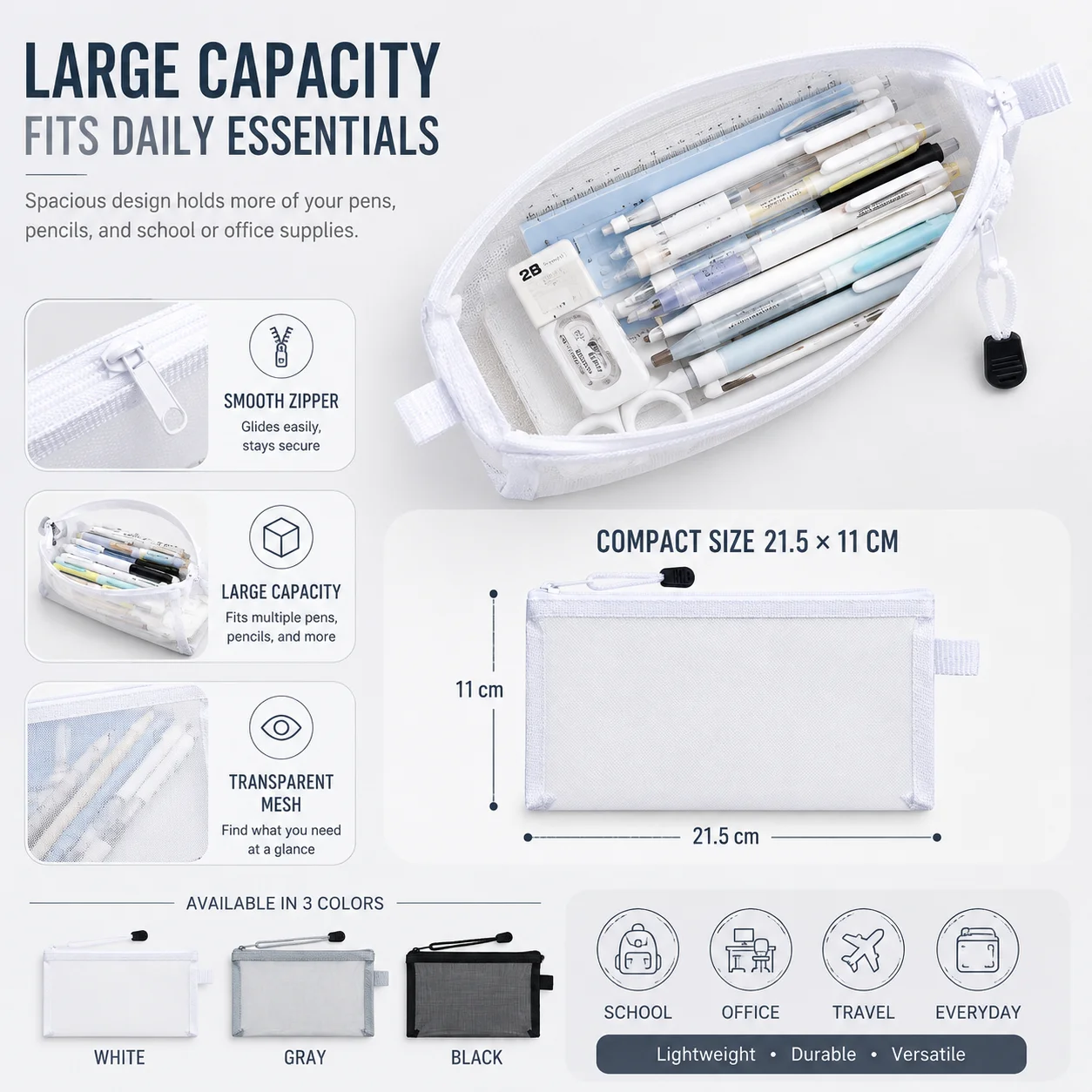 Transparent Mesh Pen Bag, Clea - đánh giá và giá Clear Mesh Pencil Pouch For Exam