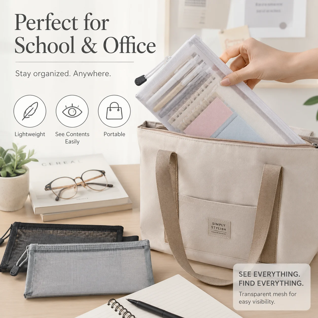 Transparent Mesh Pen Bag, Clea - đánh giá và giá Clear Mesh Pencil Pouch For Exam